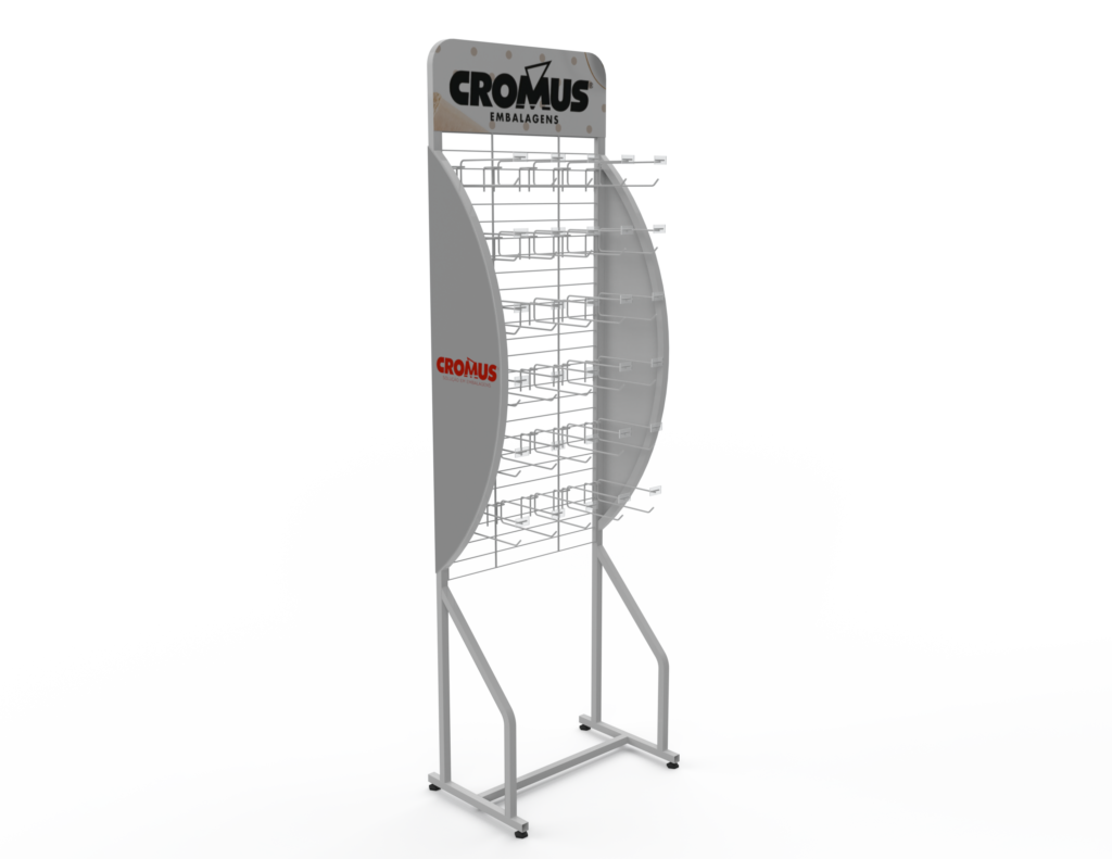 Display de Chão para exposição estratégica de produtos fabricada pela Promometal.